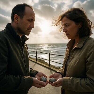 Zwei Menschen begegnen sich mit sp&uuml;rbarer Spannung und N&auml;he.