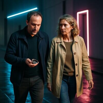 Zwei Menschen gehen gemeinsam durch eine Stadt und wirken geerdet und verbunden.