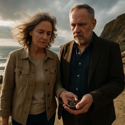 Ein Paar geht nebeneinander an einer hellen K&uuml;ste, Blick nach vorn, Symbol f&uuml;r bewusste Entscheidungen und Musterunterbrechung.