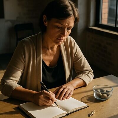 Eine Person notiert Beobachtungen und K&ouml;rperempfindungen, um wiederkehrende Muster zu erkennen.