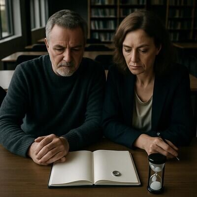 Zwei Menschen markieren mit einem Notizbuch und Stift klare Absprachen in ruhiger Umgebung.
