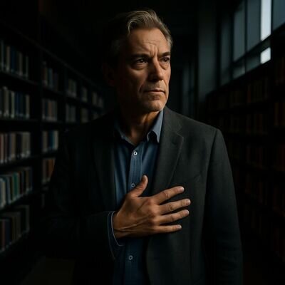 Ein Mann h&auml;lt inne und sp&uuml;rt in den K&ouml;rper, um Stress von wiederkehrenden Blockaden zu unterscheiden.