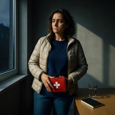 Eine Person erdet sich bewusst im Alltag und findet durch einen ruhigen Moment wieder Halt.