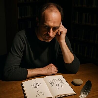 Eine Person schreibt in ein Notizbuch und wirkt geerdet, als w&uuml;rde sie Zeichen filtern und ordnen.
