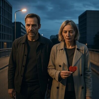 Zwei Menschen gehen schweigend nebeneinander, sichtbar nachdenklich, als Symbol f&uuml;r Zweifel und Kl&auml;rung.