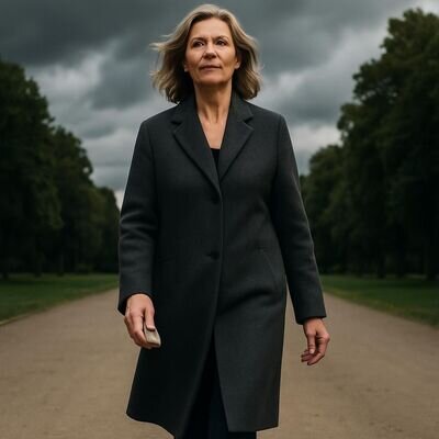 Eine Frau geht alleine im Park und wirkt zentriert &ndash; als Bild f&uuml;r klare, liebevolle Selbstgrenzen.
