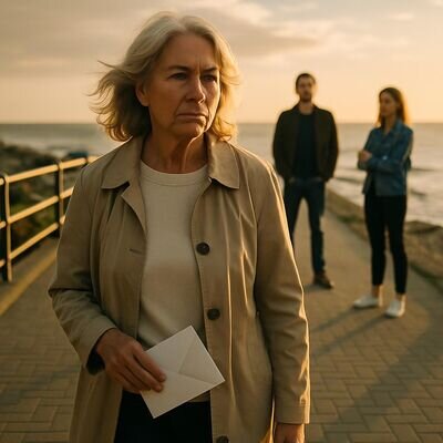 Eine Person findet Ruhe und Orientierung bei einem Spaziergang; im Hintergrund ein Paar mit Abstand, aber respektvoll.